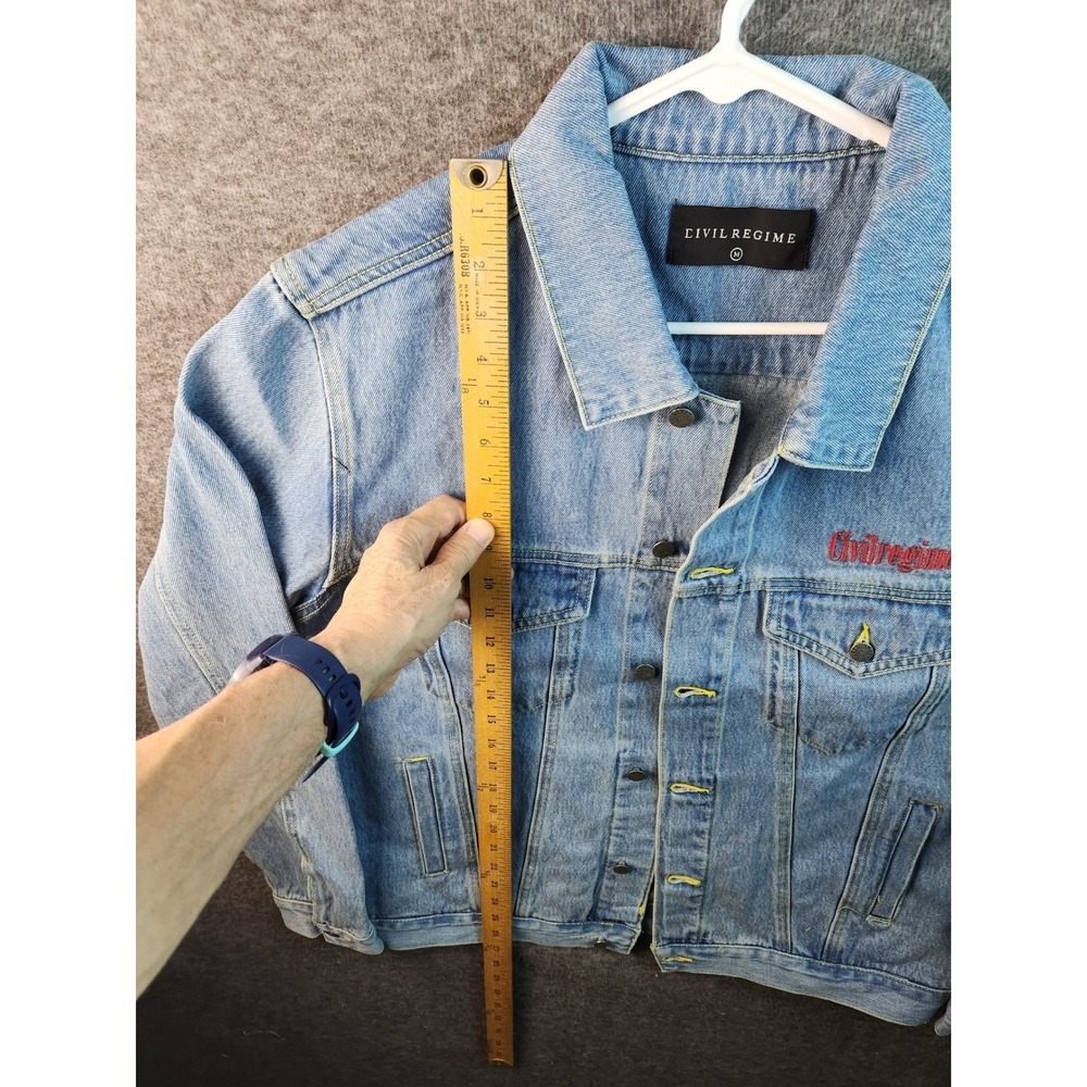 Civil Regime Embroidered Denim Trucker Jacket Streetwear -‎ Size Medium - Picture 6 of 16